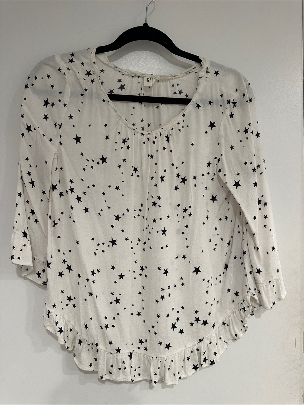 Gap Star Print Ruffle Hem Women’s Blouse - size S